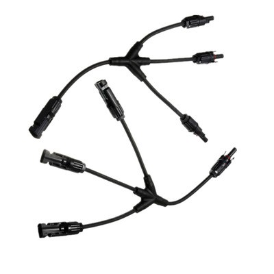 Y型四通MC4太陽能分支連接器，3轉(zhuǎn)1帶線MC4接頭 mc4